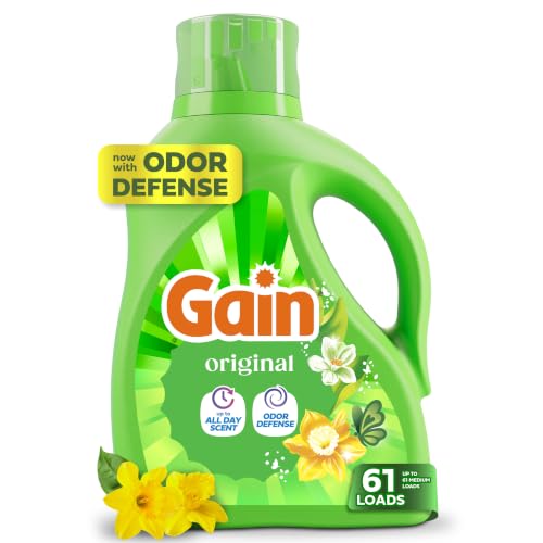 Gain Liquid Laundry Detergent with Odor Defense, Original Scent, Laundry Soap For HE Washing Machines, 81 fl oz, 61 Loads (Packaging May Vary)
