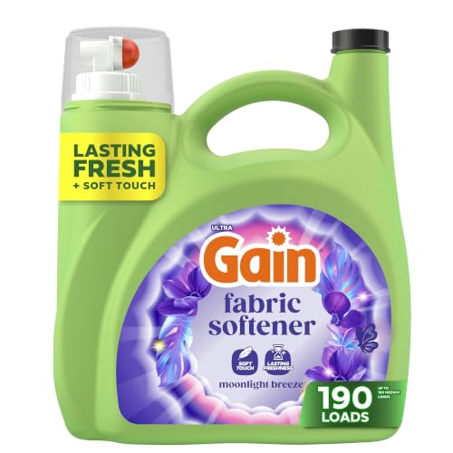 Gain, Liquid Laundry Fabric Softener, Laundry Conditioner, Long Lasting Scent, Softens, Freshness, Helps with Static & Wrinkles, Moonlight Breeze Scent, 140 fl oz (Packaging May Vary)