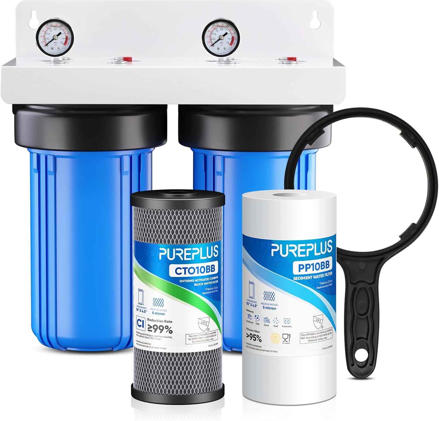 PUREPLUS 2-Stage Whole House Water Filtration System, 10