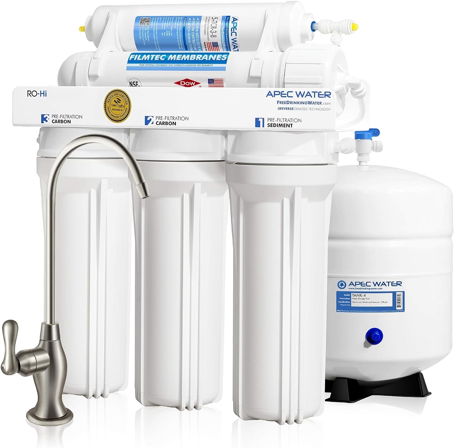 APEC Water Systems Ultimate RO-Hi Top Tier Supreme Certified High Output Fast Flow Ultra Safe Reverse Osmosis Drinking Wat...