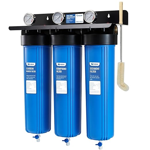 WF3-01 3-Stage Whole House Water Filtration System, Reduces Heavy Metals (Lead, Mercury, Arsenic, Cadmium, Chromium), Chlorine, Sediment, Odor, and VOC’s