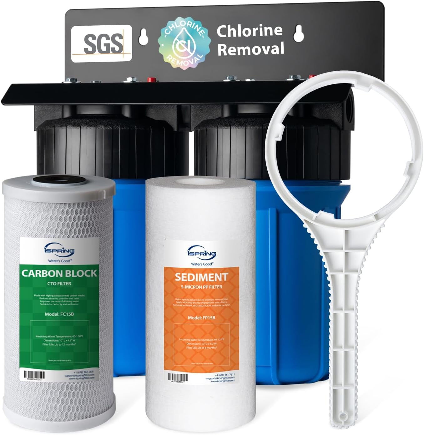 iSpring WGB21B 2-Stage Whole House Water Filtration System, with 10