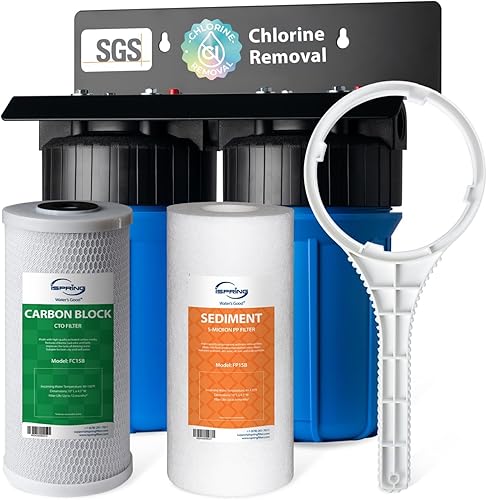 iSpring WGB21B 2-Stage Whole House Water Filtration System, with 10