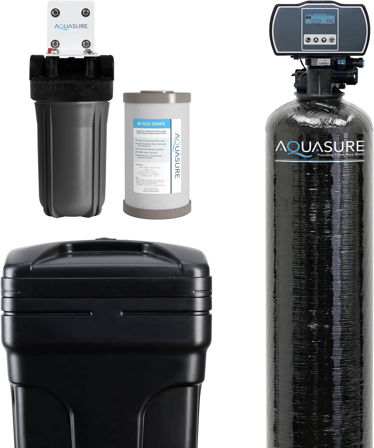 Aquasure Harmony Series 50,000 Grains Whole House Water Softener with High Performance Automatic Digital Metered Control H...